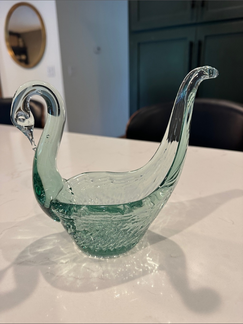 Decorative vintage 70’s  Glass Swan Bowl - Unbranded